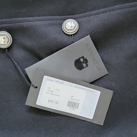 NWT Hydrogen Alberto Biani Skirt Wrap Mini Wool Blend Size 44/Large SkullS - Picture 2 of 6